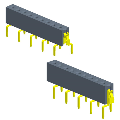2.00mmFemale Header  single Row  Centipede Feet forward/reverse foot position（one-sided pin）